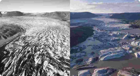 Melting of the ice caps in Iceland