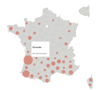 map of wildfire in France